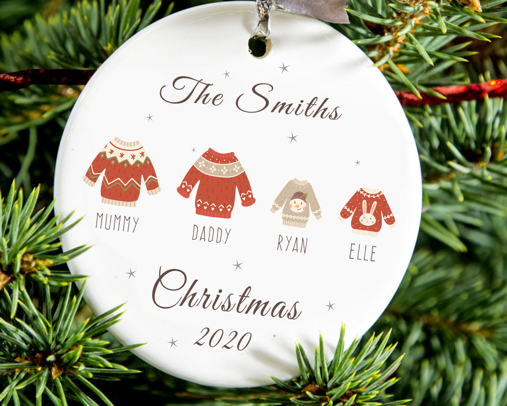 personalised family christmas bauble 