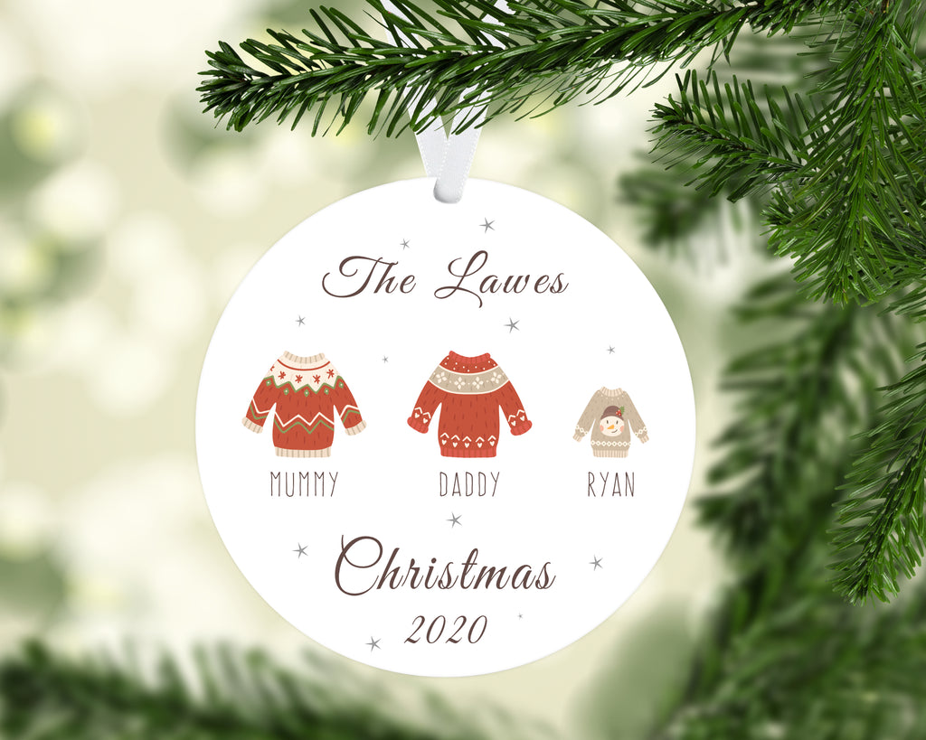 personalised family christmas tree bauble 