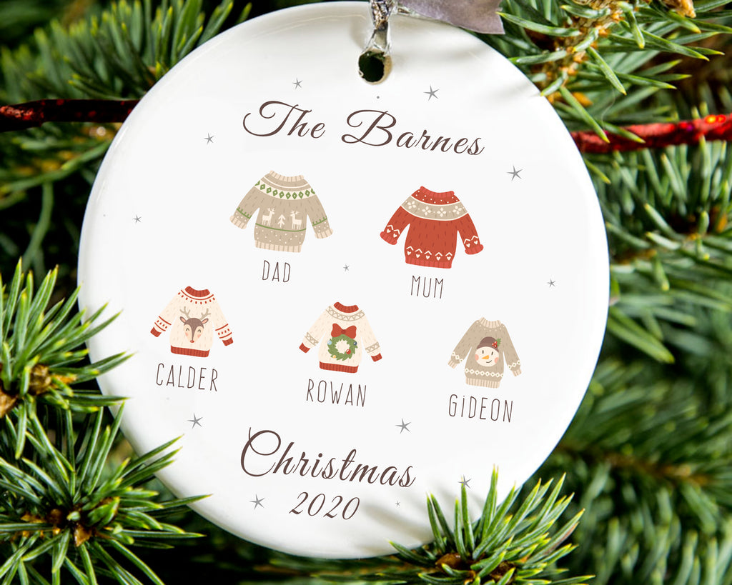 personalised family christmas bauble 