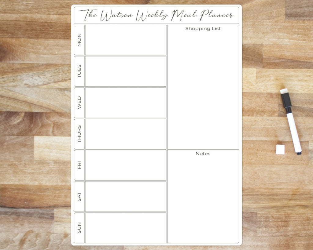 weekly meal planner whiteboard