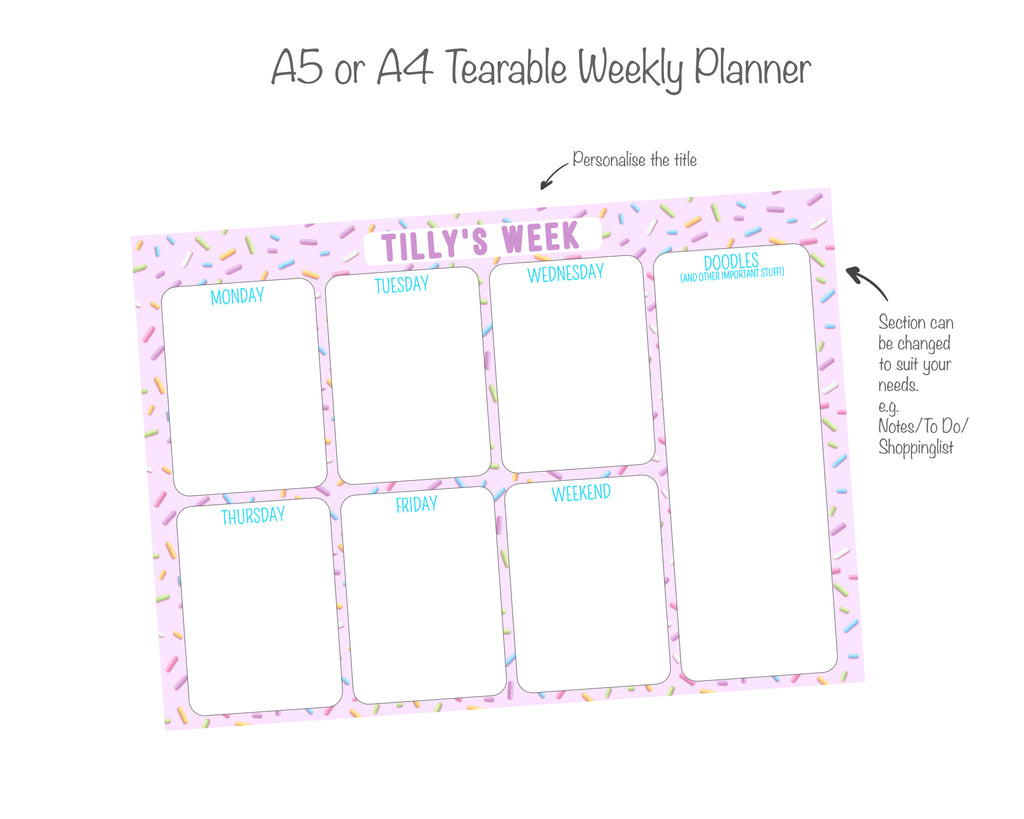 personalised weekly planner 