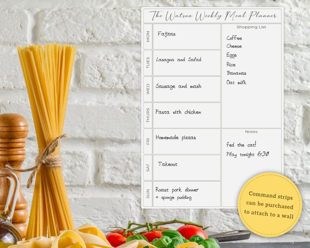 personalised weekly meal planner whiteboard
