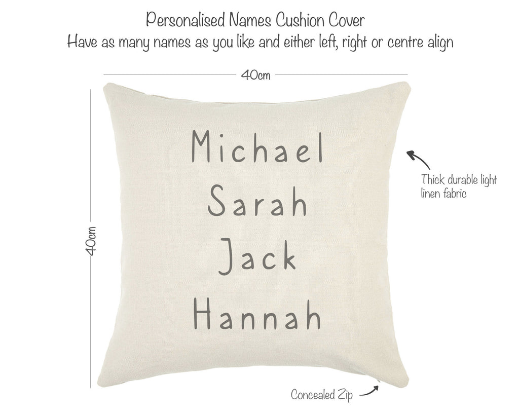 family cushion cover personalised