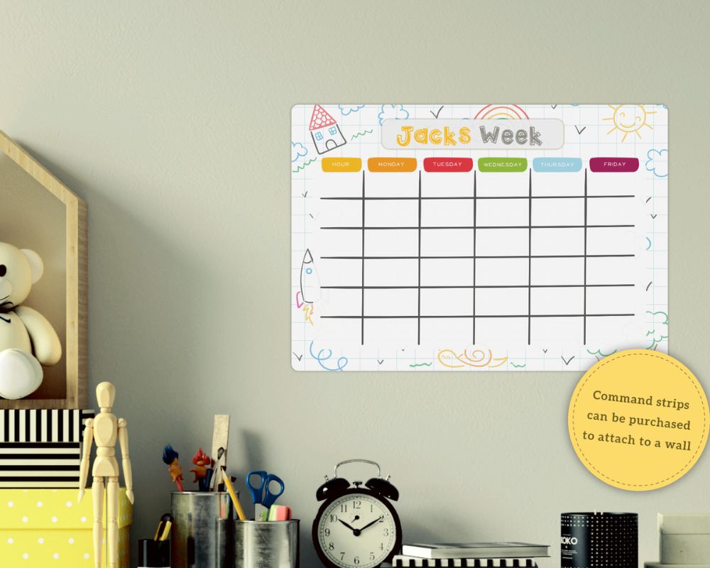 Children's Dry Wipe Weekly Planner Whiteboard