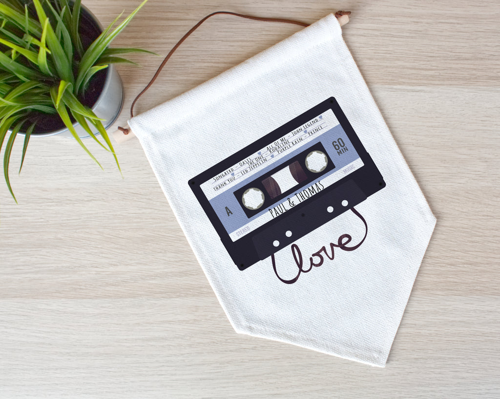 personalised couple linen flag