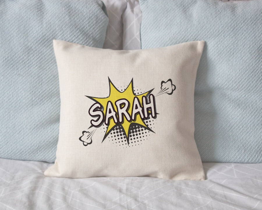 comic cushion personalised