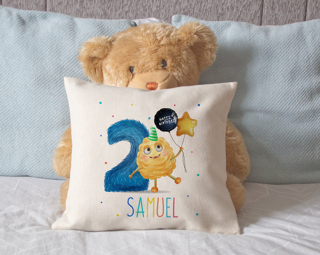 personalised monster cushion for 2nd birthday