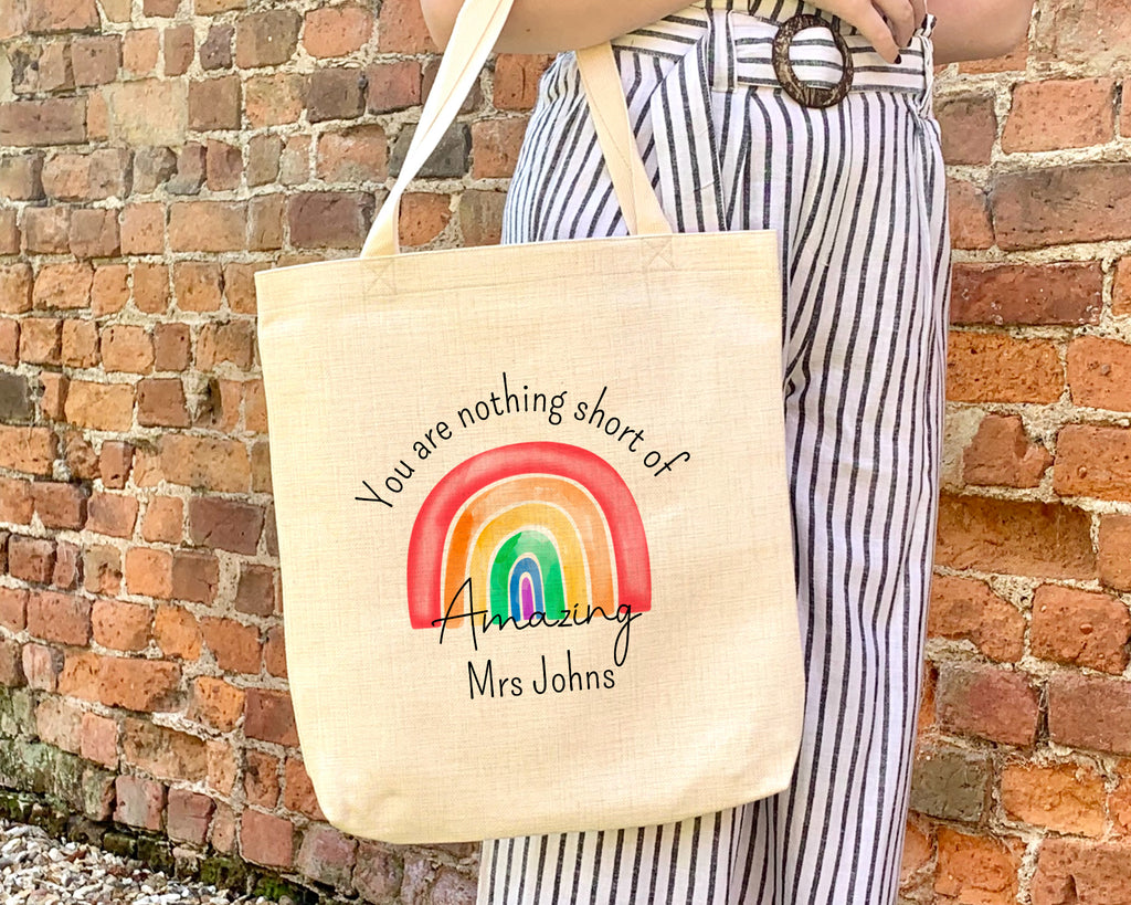 teacher personalised tote bag 