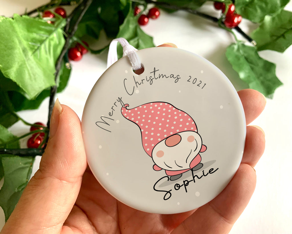 Personalised Gnome Christmas Bauble 