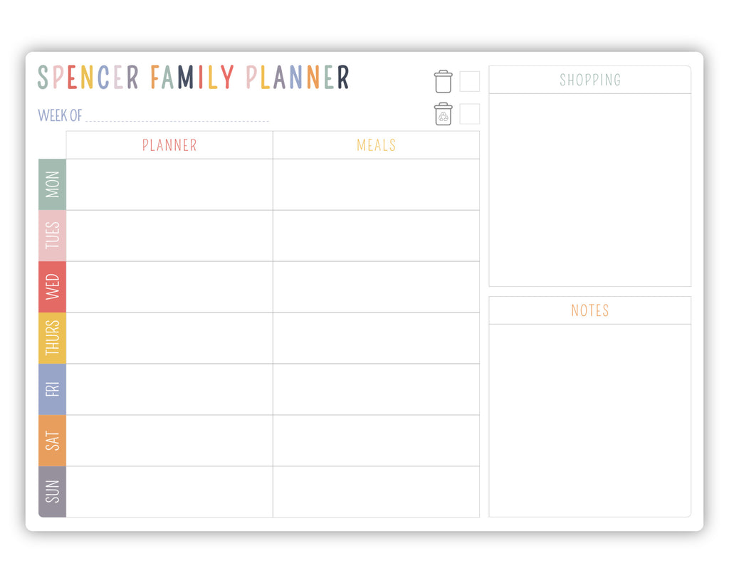 Personalised Family Weekly Planner Whiteboard