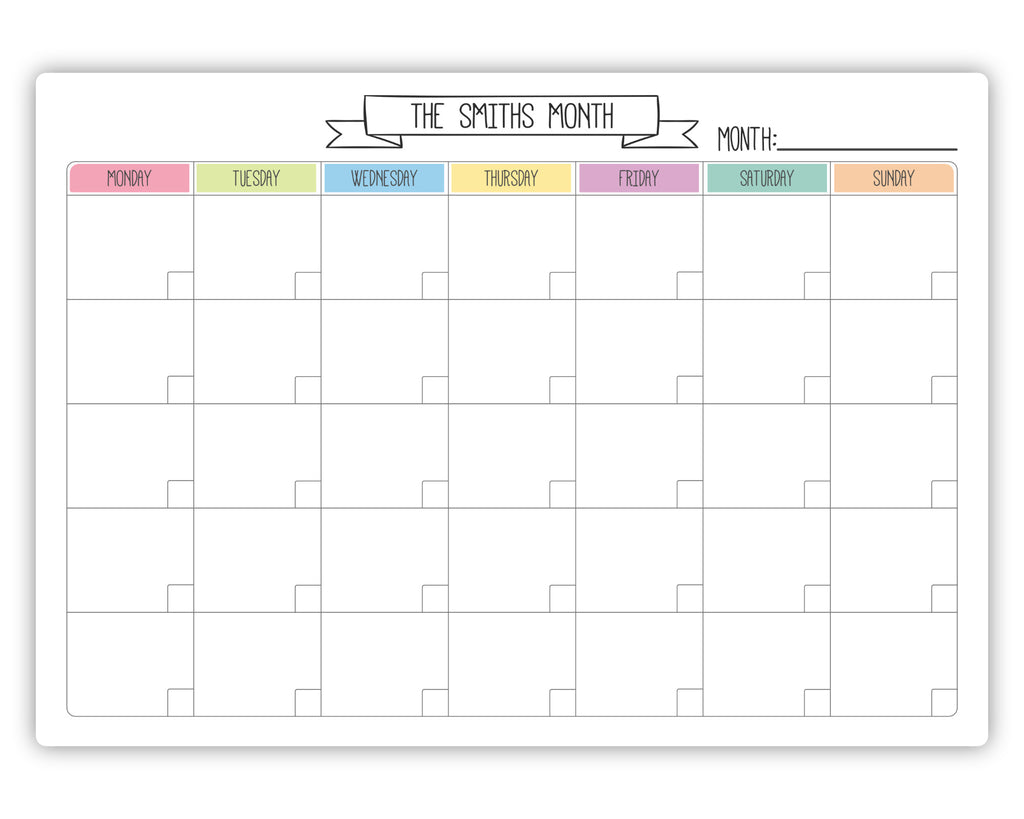 monthly whiteboard calendar