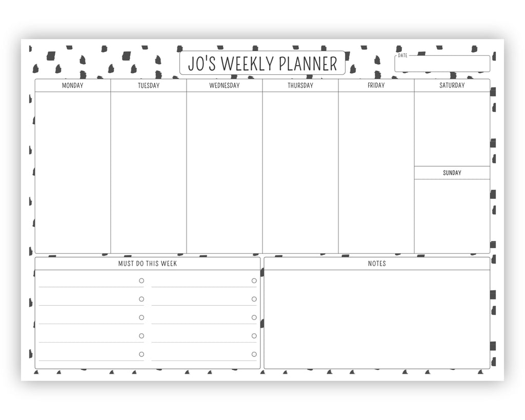 customisable weekly planner pad tear off 