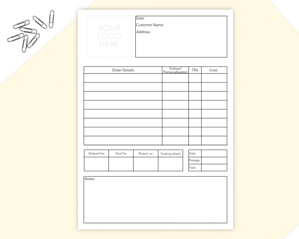 personalised purchase order book