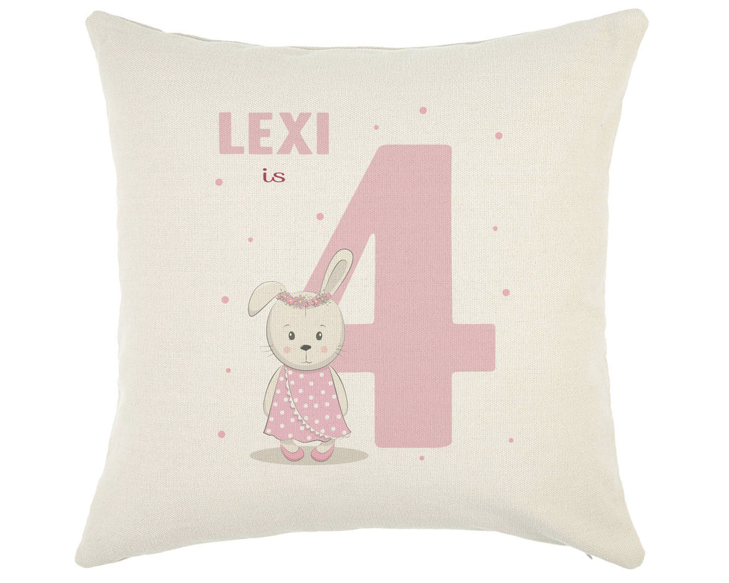 personalised pink rabbit cushion 