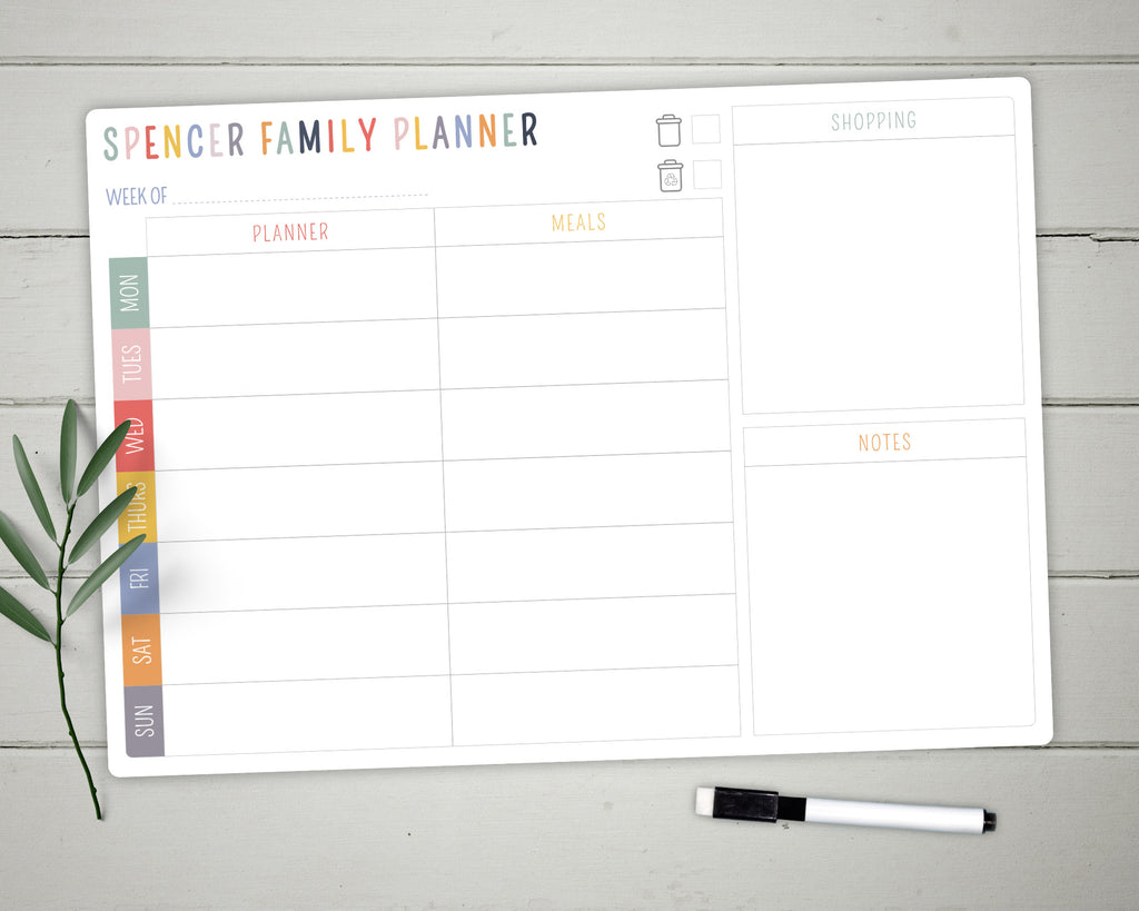 Personalised Family Weekly Planner 