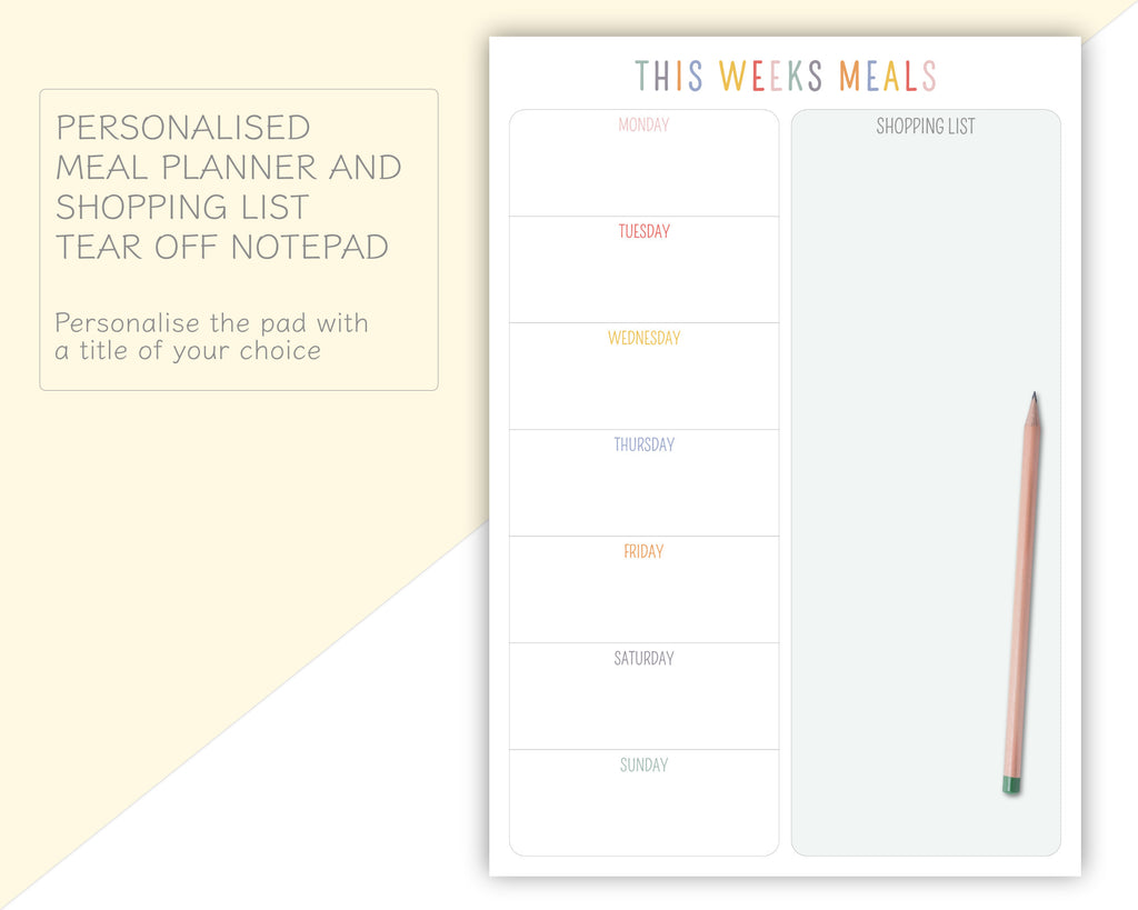 meal planner and shopping list notepad