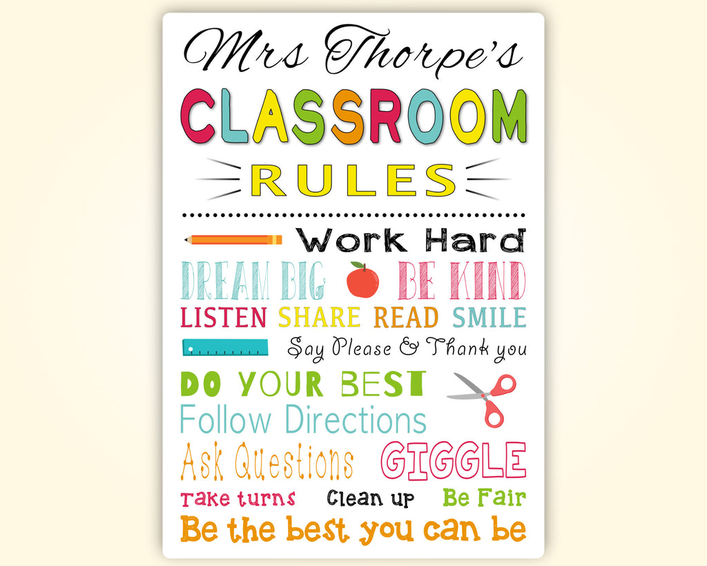 classroom sign of rules