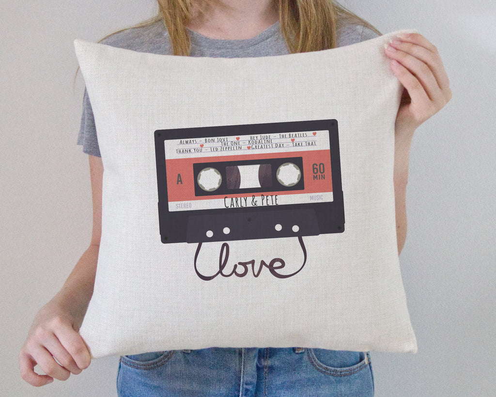 personalised name cushion cover mixtape