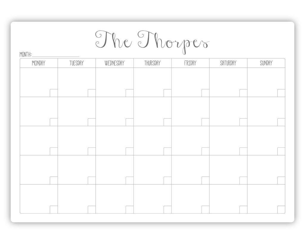 custom monthly schedule whiteboard