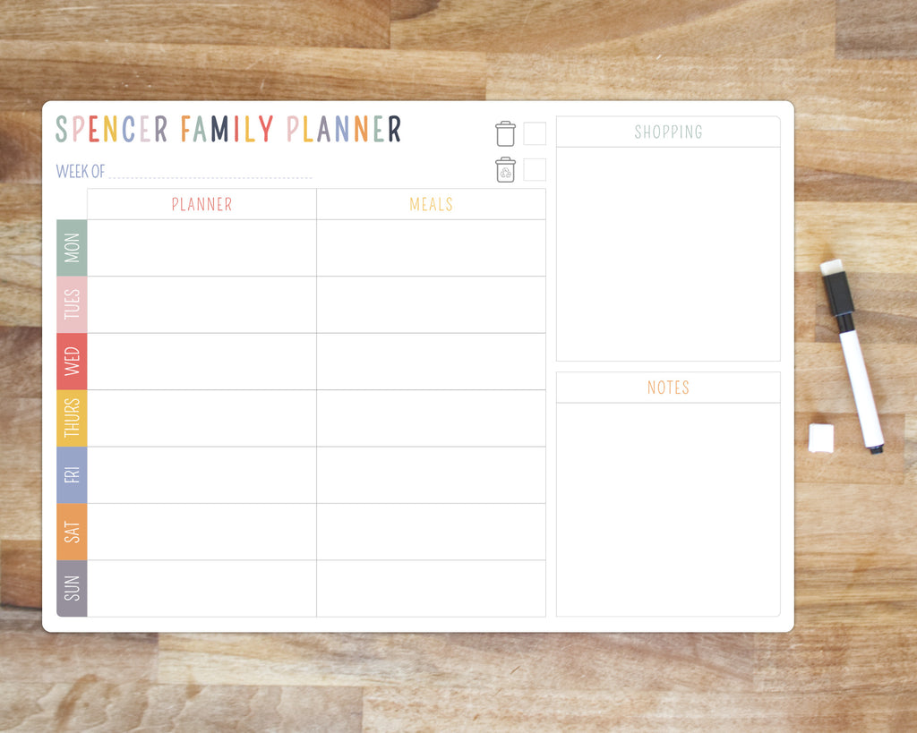 Custom Family Weekly Planner Whiteboard