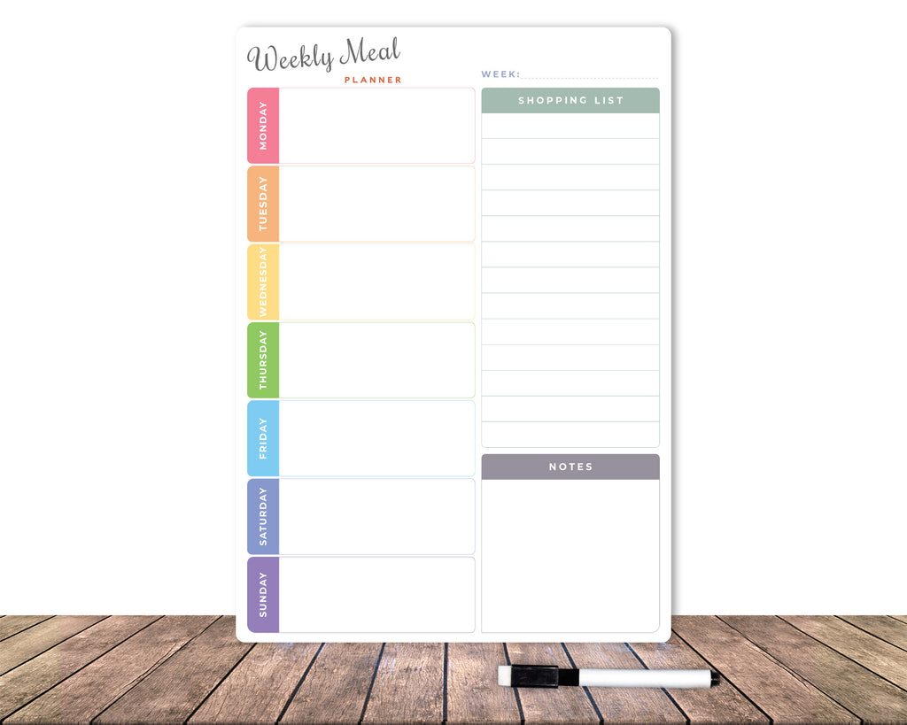 personalised whiteboard weekly meal planner