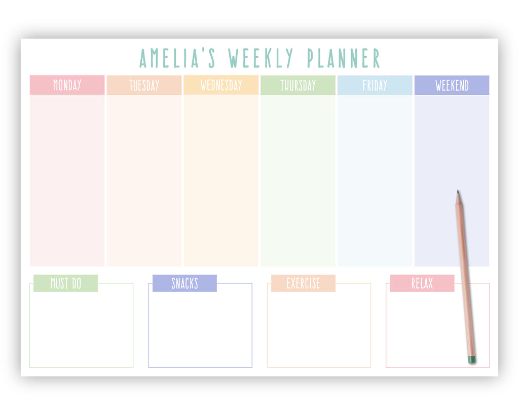 Customisable Weekly Planner Notepad