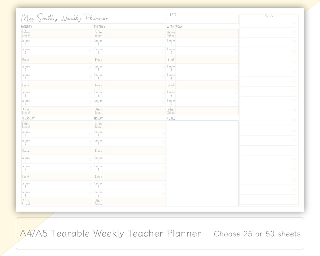 personalised teacher planner 