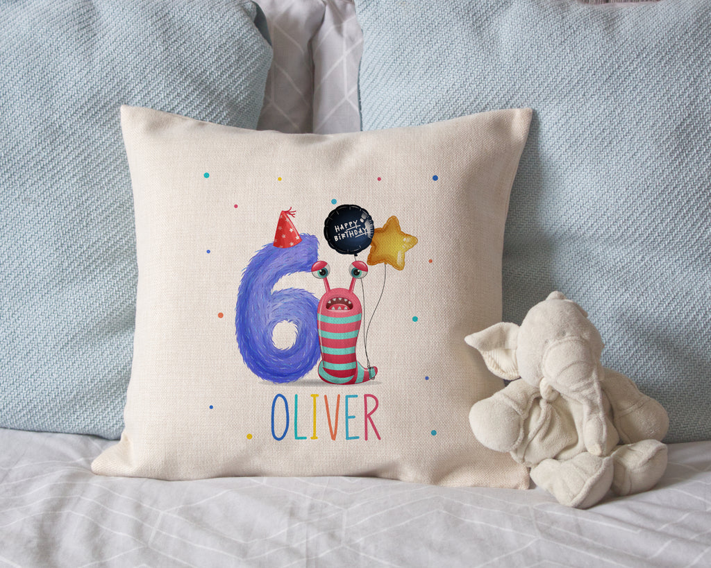 personalised monster cushion for 6th birthday