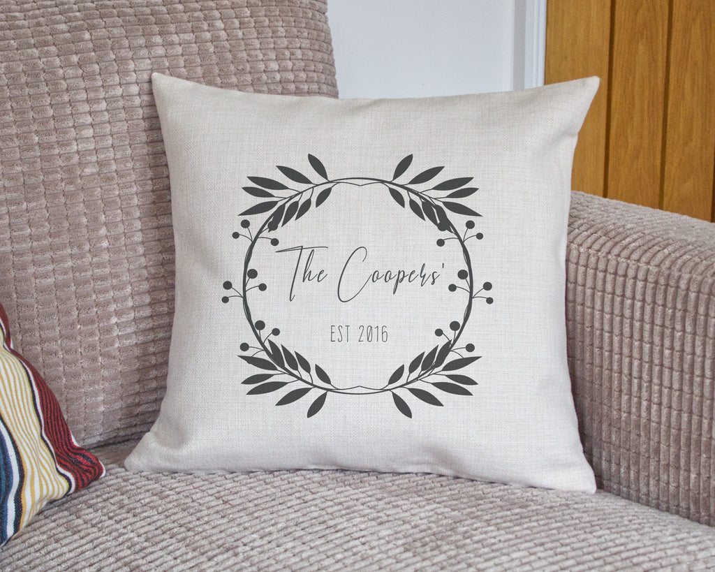 personalised family name cushion