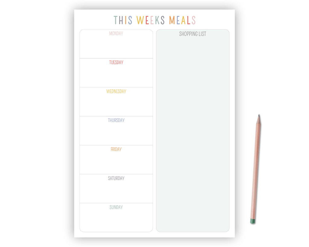 weekly meal planner and shopping list notepad