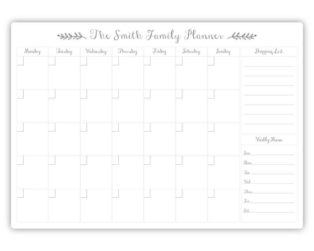 personalised monthly whiteboard calendar