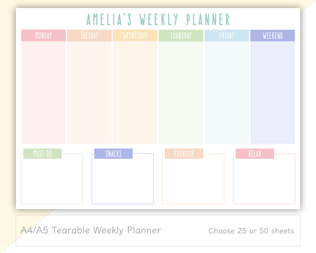 Personalised Weekly Planner Notepad