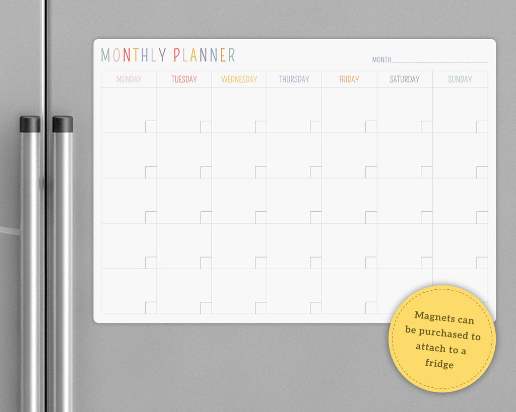 customisable monthly wall planner whiteboard