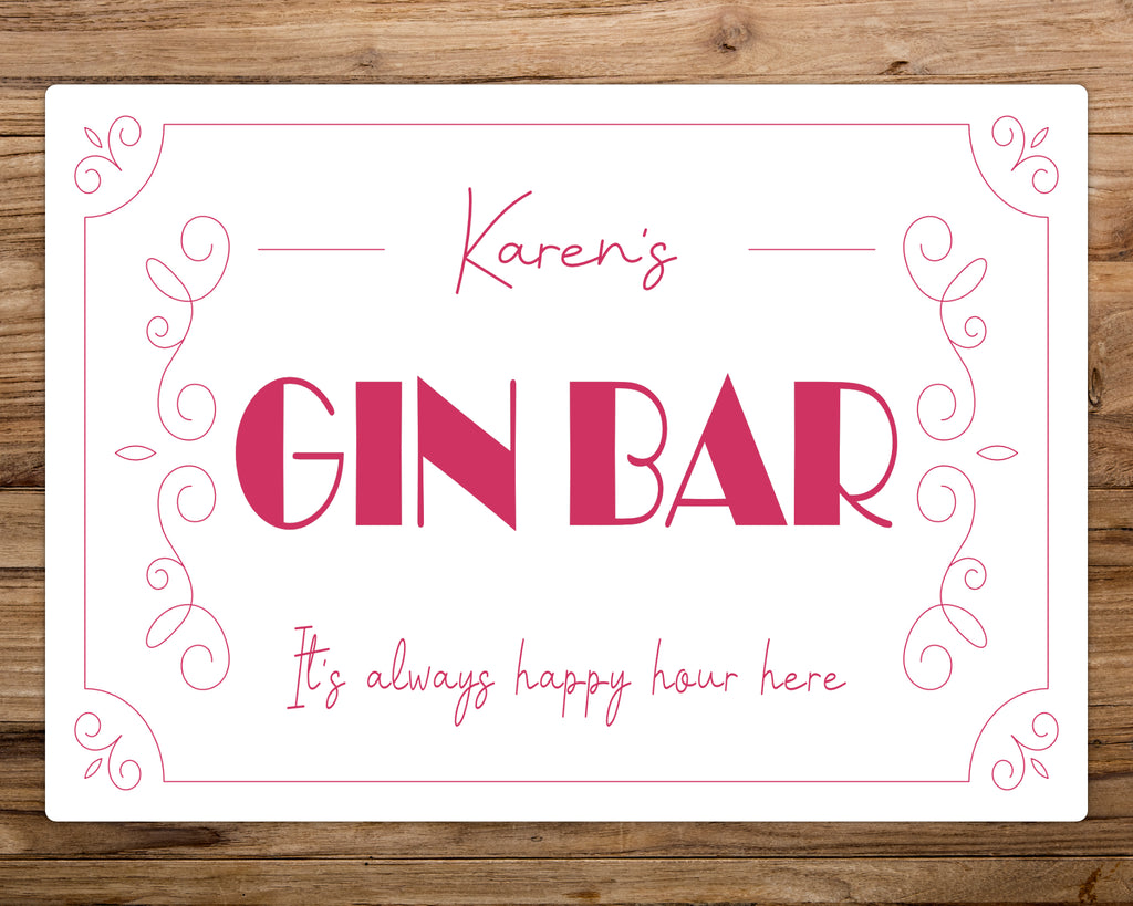 personalised metal gin bar sign 
