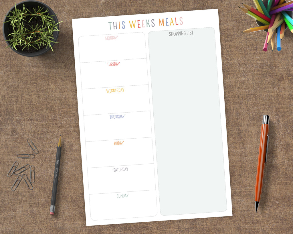 meal planner and weekly shopping list pad