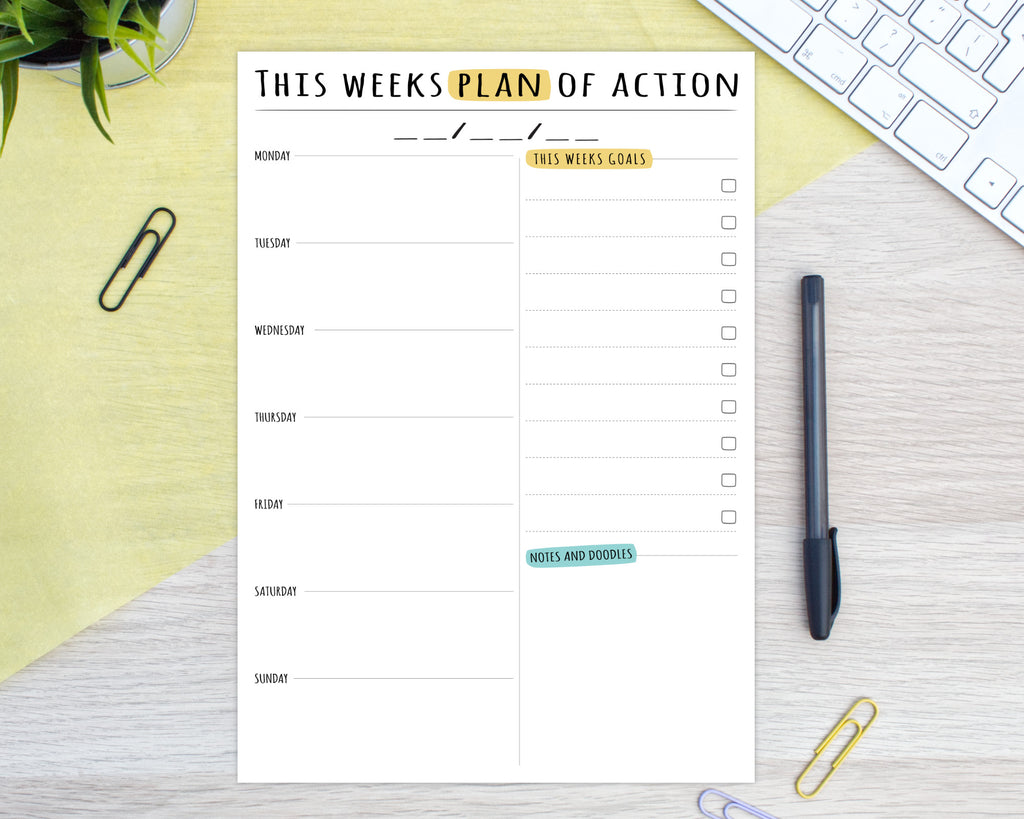 custom weekly desk planner with tear off sheets