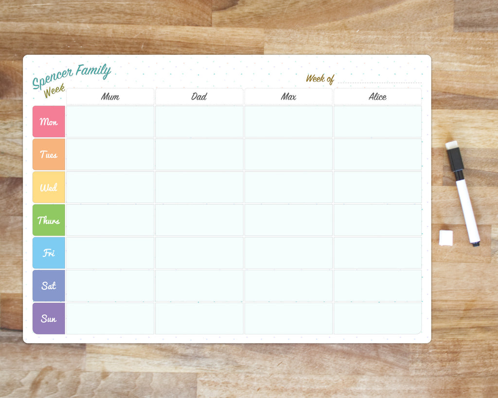custom reusable weekly planner