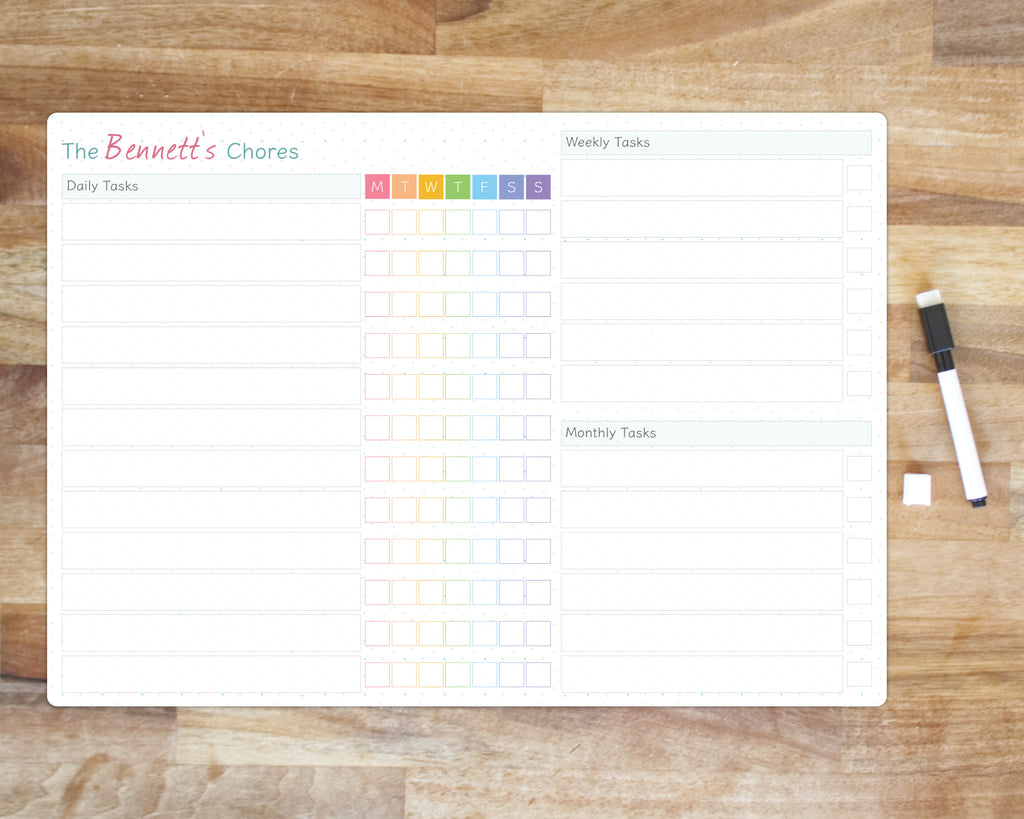 whiteboard chore tracker chart