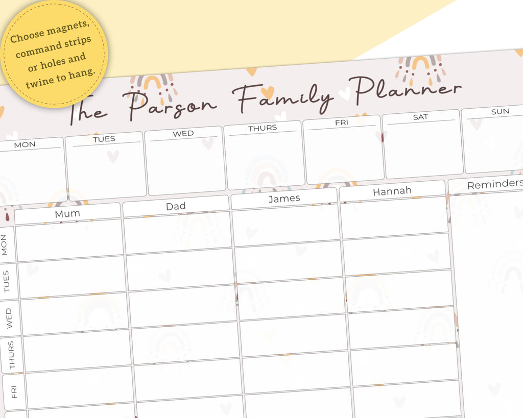 personalised family calendar planner 