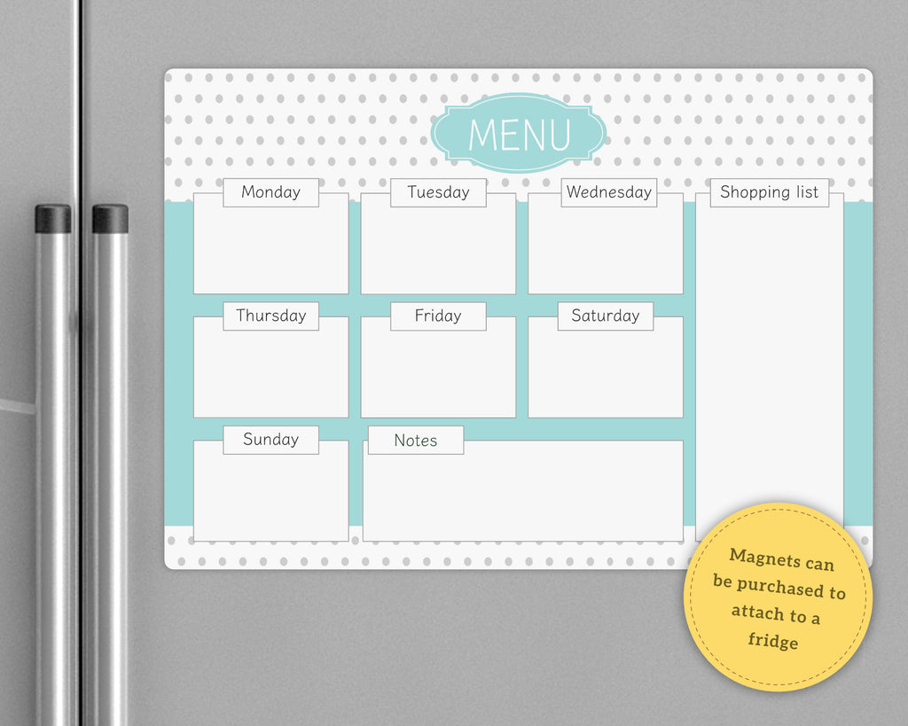 custom magnetic meal planner whiteboard