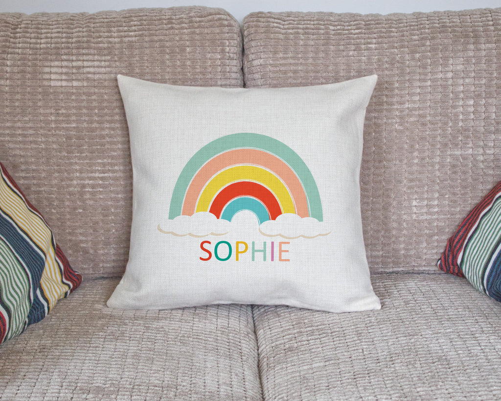 personalised children's rainbow cushions