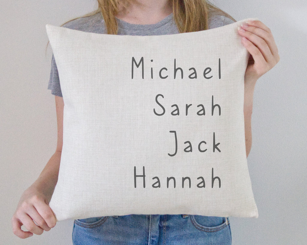 personalised families names cushion cover