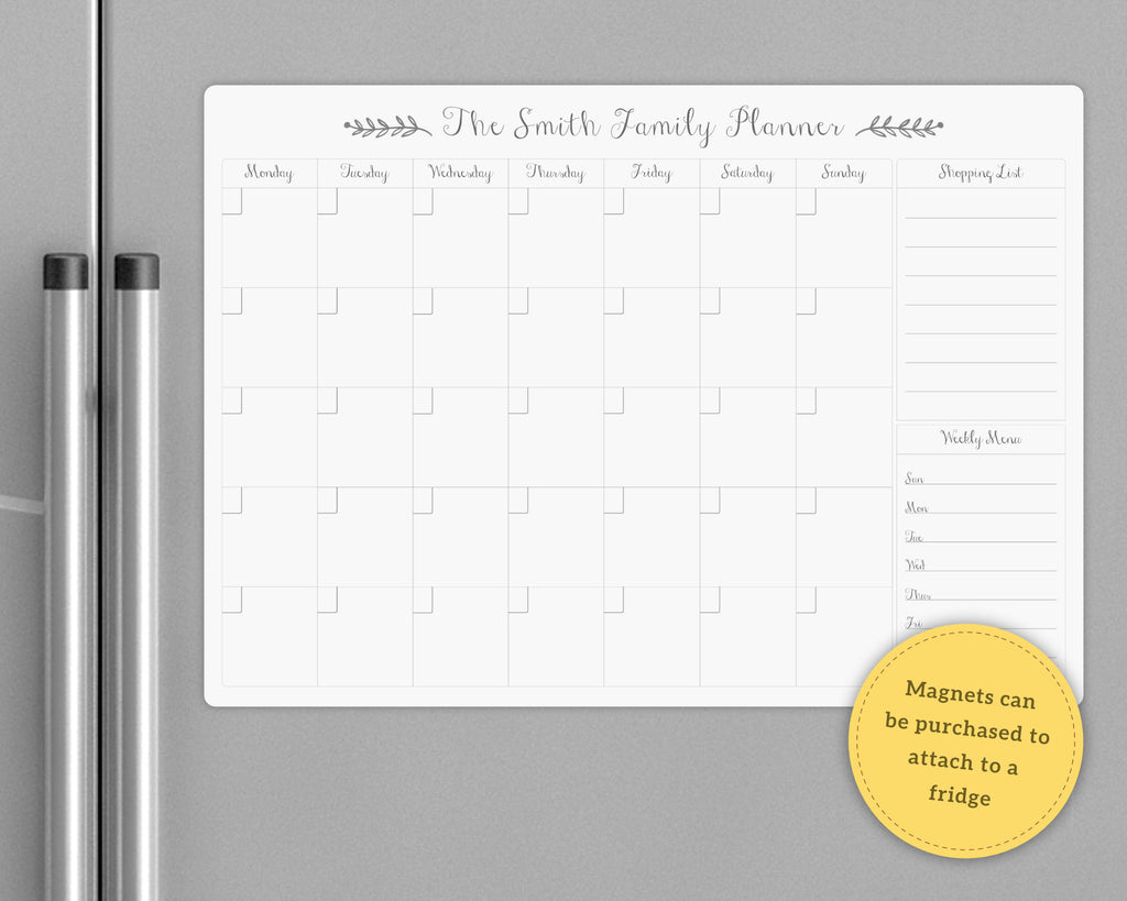 custom monthly whiteboard calendar