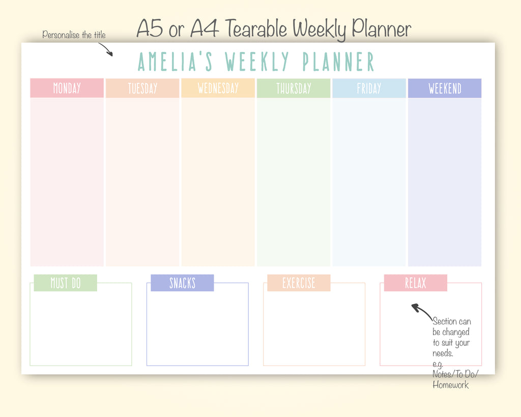 Bespoke Weekly Planner Notepad