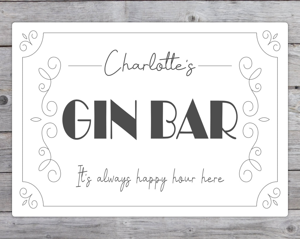 gin bar sign personalised