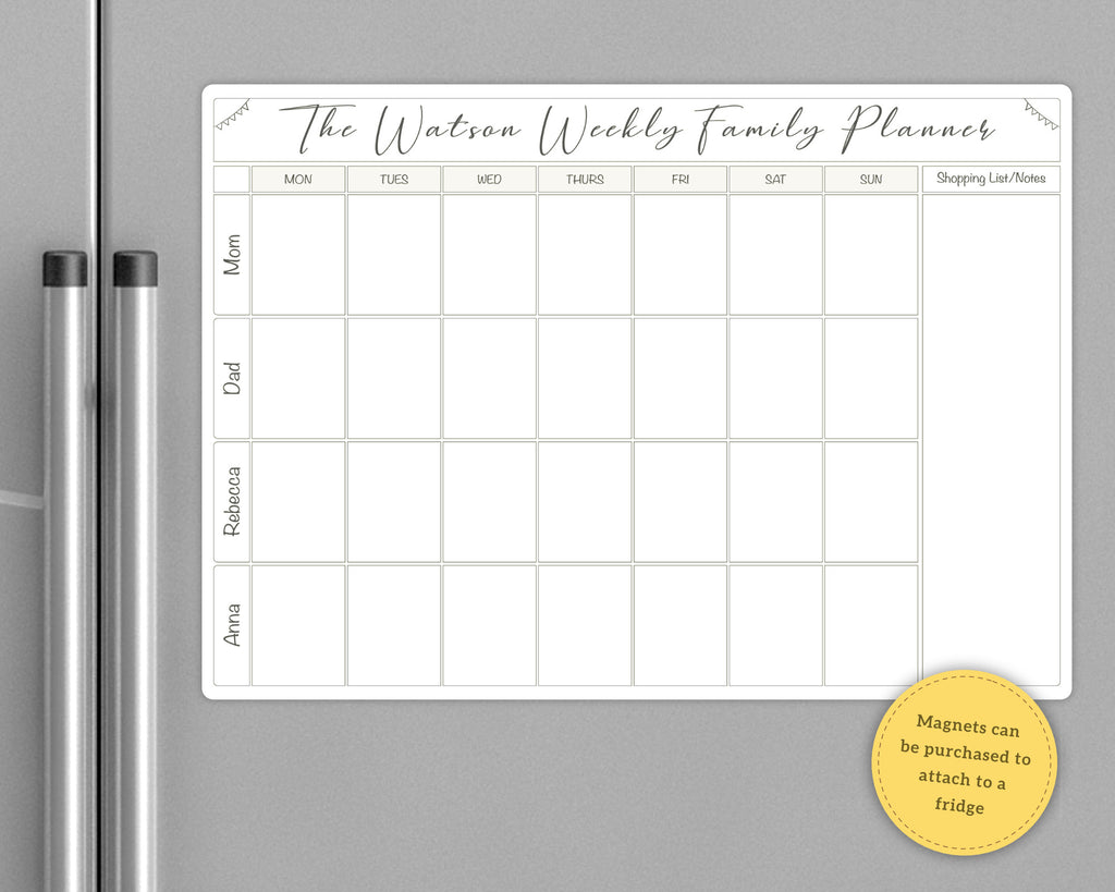 personalised Family Wall Planner Whiteboard 