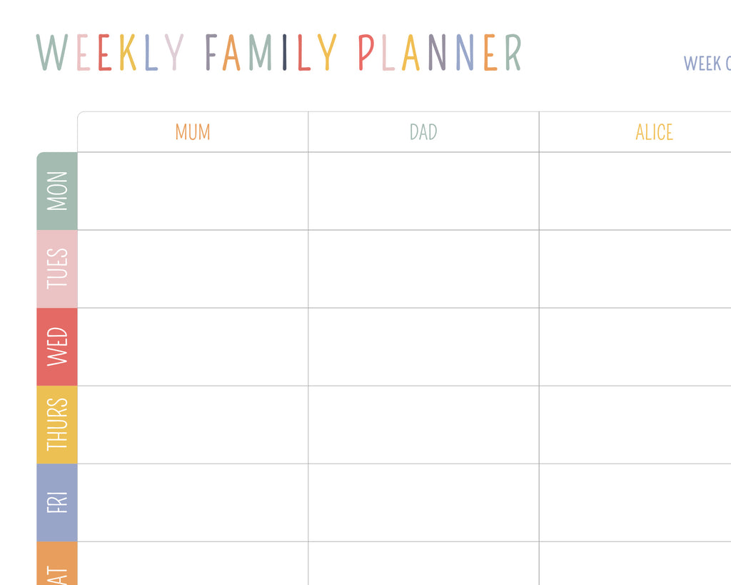 whiteboard planner week for family