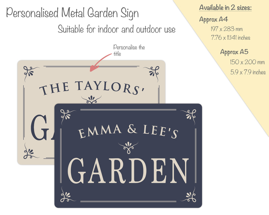 metal garden signs (personalised)