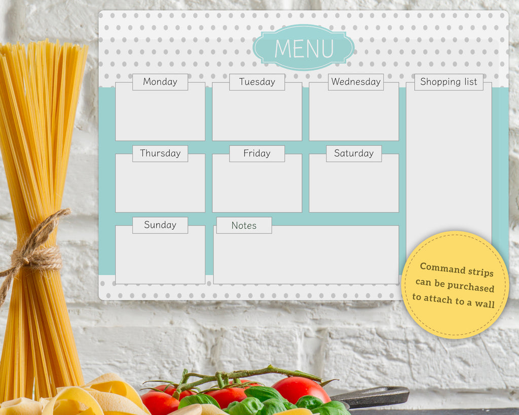 customisable magnetic meal planner whiteboard