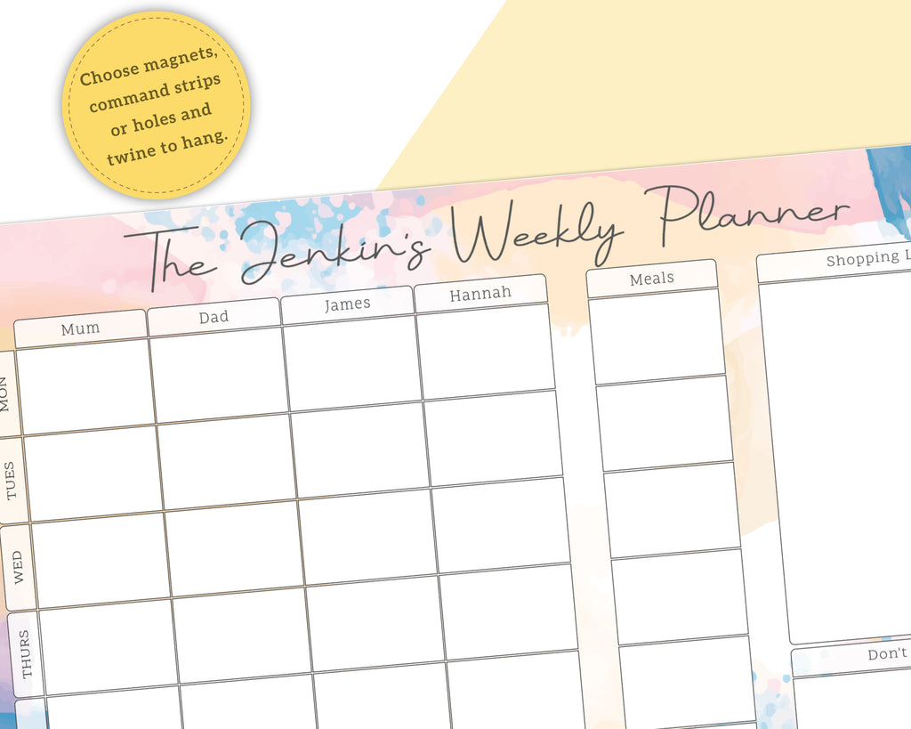 Whiteboard Weekly Family Planner
